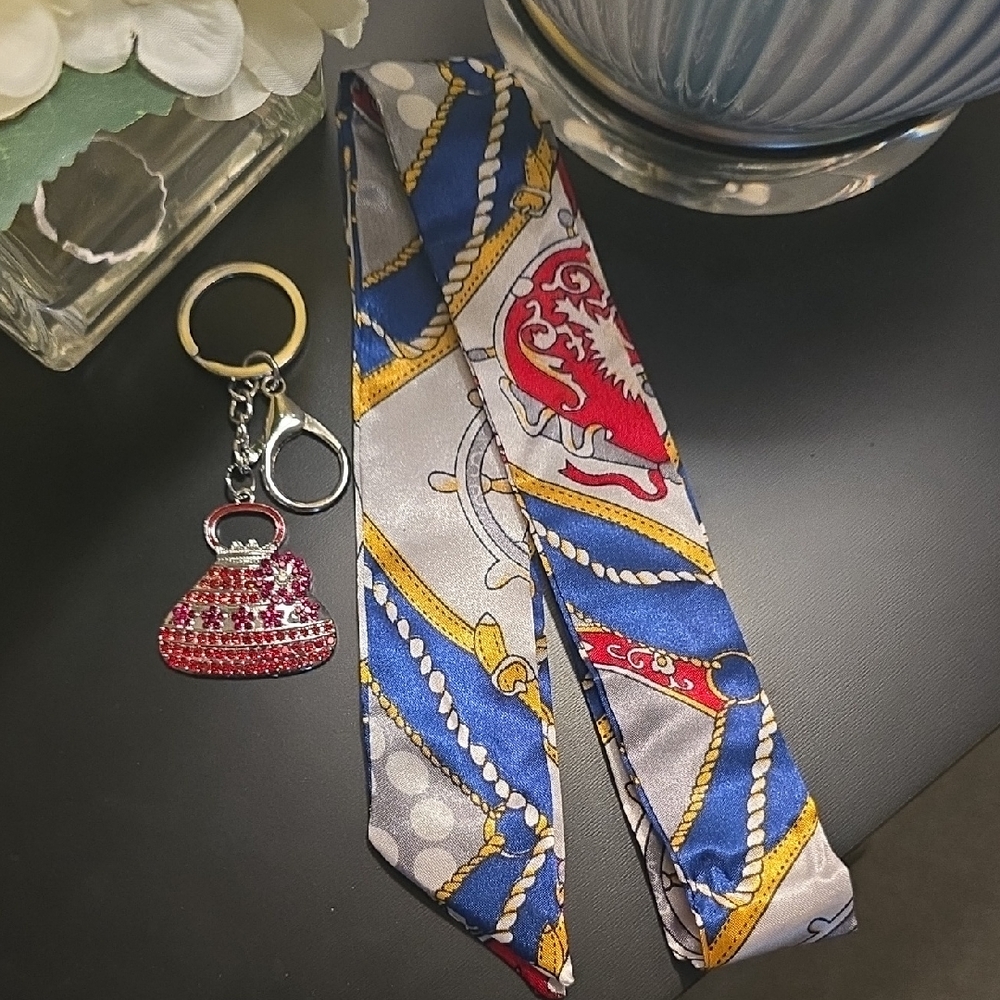 Bag Charm & Twilly Bundle-Nautical